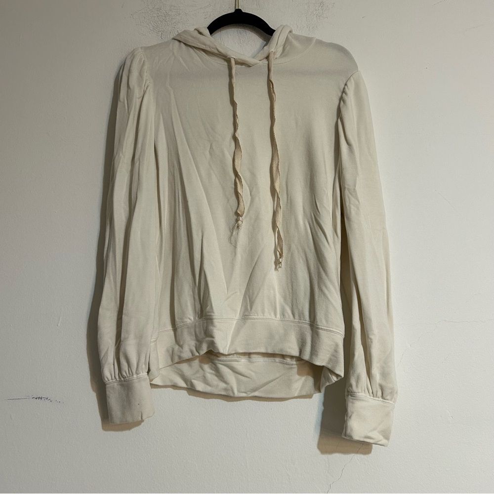 Sundry for Evereve White Modal Jersey Puff Sleeve Hoodie Size Small